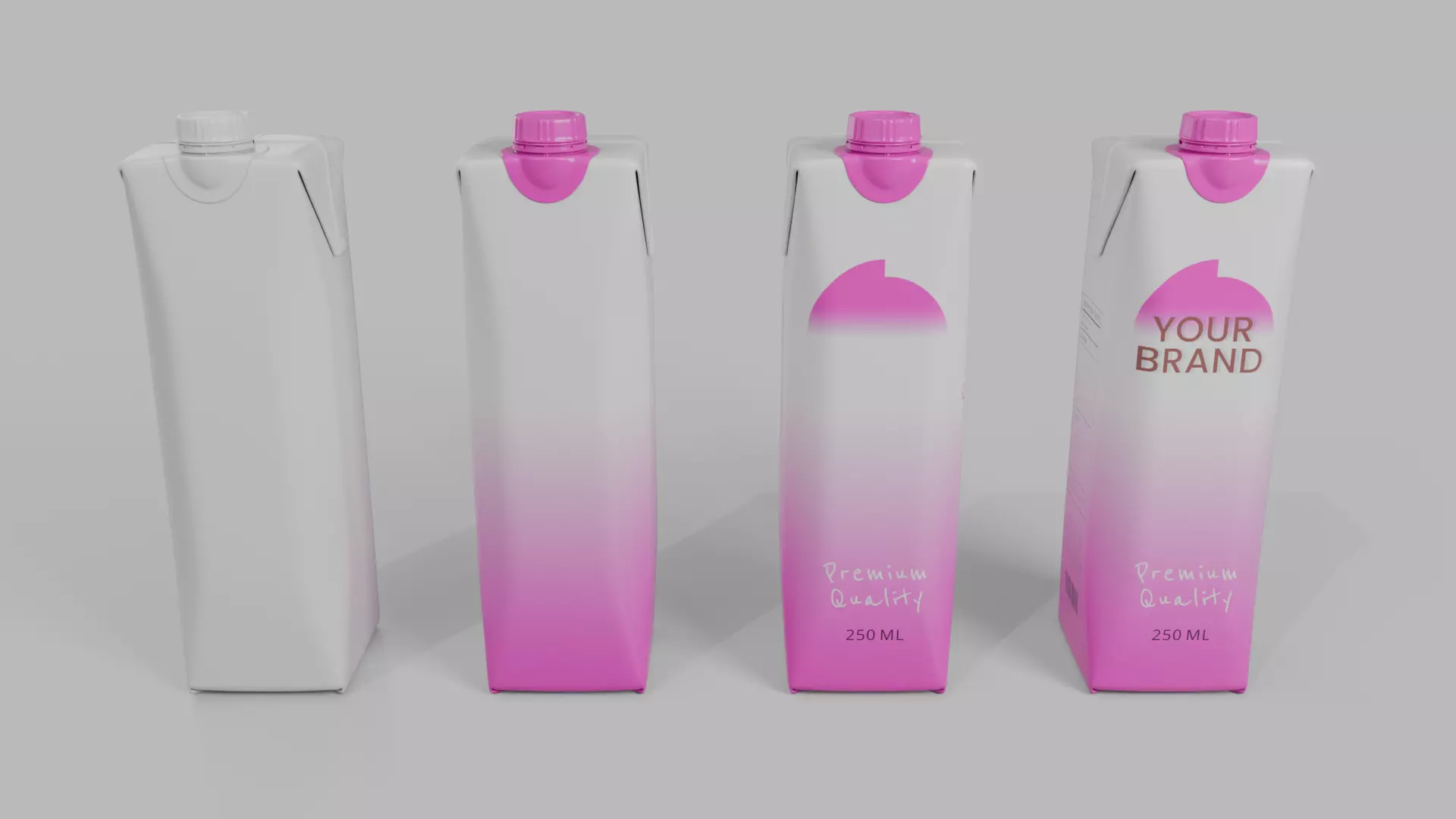 Beverage Carton 250 ml- Customizable Prism Drink Box 3D model_12