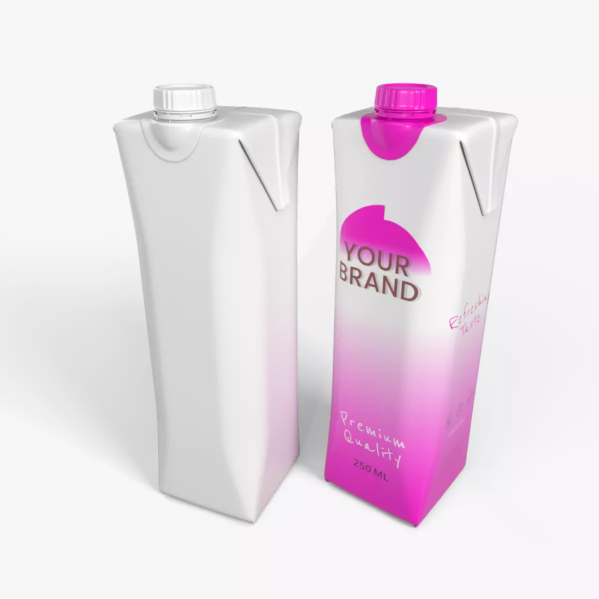 Beverage Carton 250 ml- Customizable Prism Drink Box 3D model_0