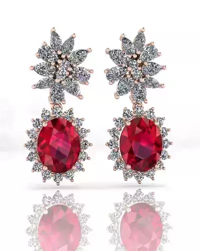 oval ruby and marquise jewelry ring