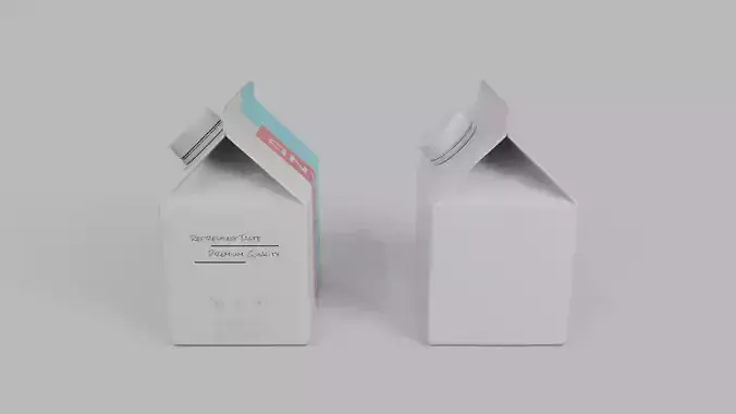 Beverage Carton 250 ml - Customizable Gable-Top Drink Box 3D model 6