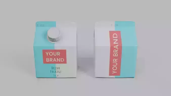 Beverage Carton 250 ml - Customizable Gable-Top Drink Box 3D model 7