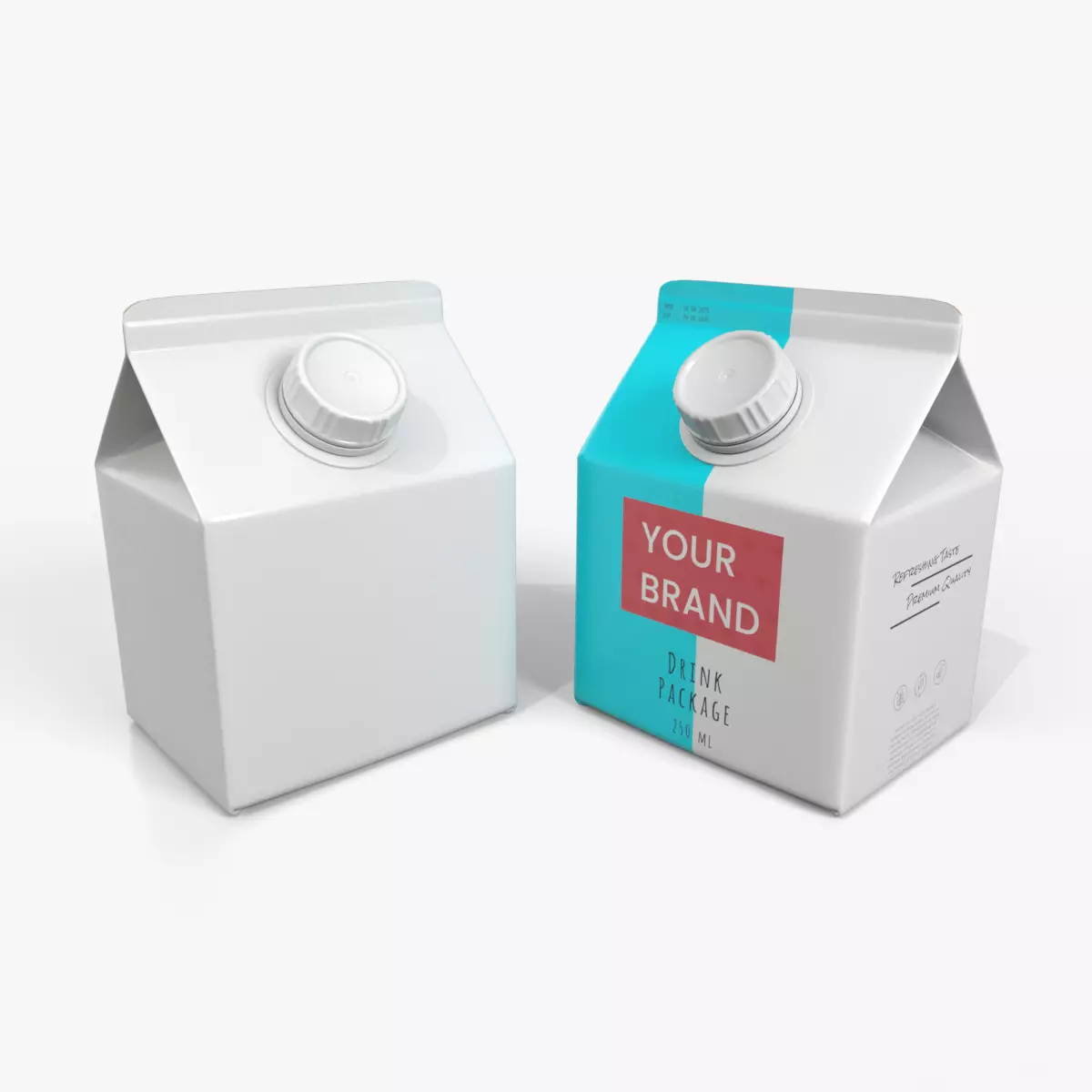 Beverage Carton 250 ml - Customizable Gable-Top Drink Box 3D model_0