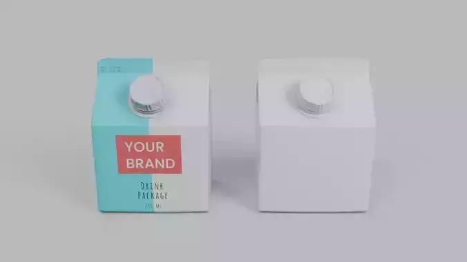 Beverage Carton 250 ml - Customizable Gable-Top Drink Box 3D model 5