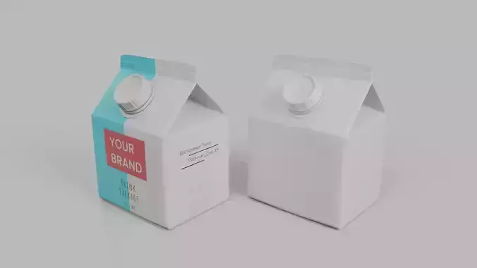 Beverage Carton 250 ml - Customizable Gable-Top Drink Box 3D model 4