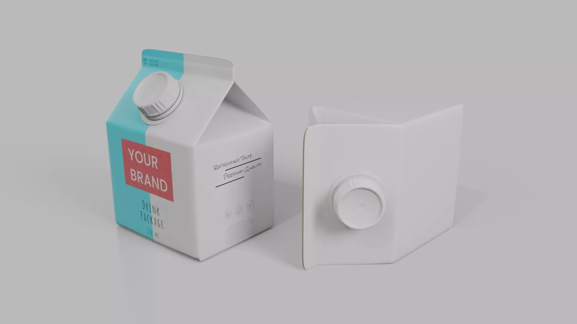 Beverage Carton 250 ml - Customizable Gable-Top Drink Box 3D model_10