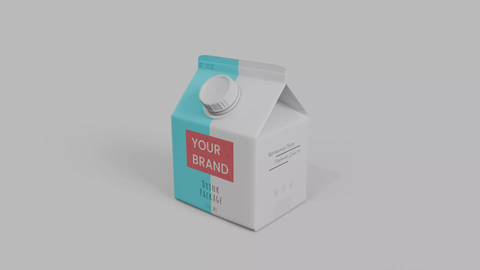 Beverage Carton 250 ml - Customizable Gable-Top Drink Box 3D model_2