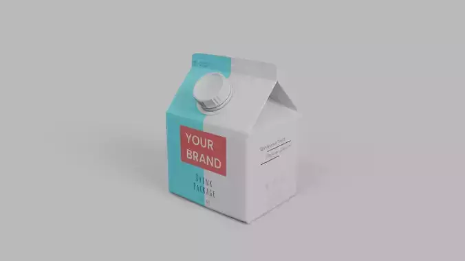 Beverage Carton 250 ml - Customizable Gable-Top Drink Box 3D model 2