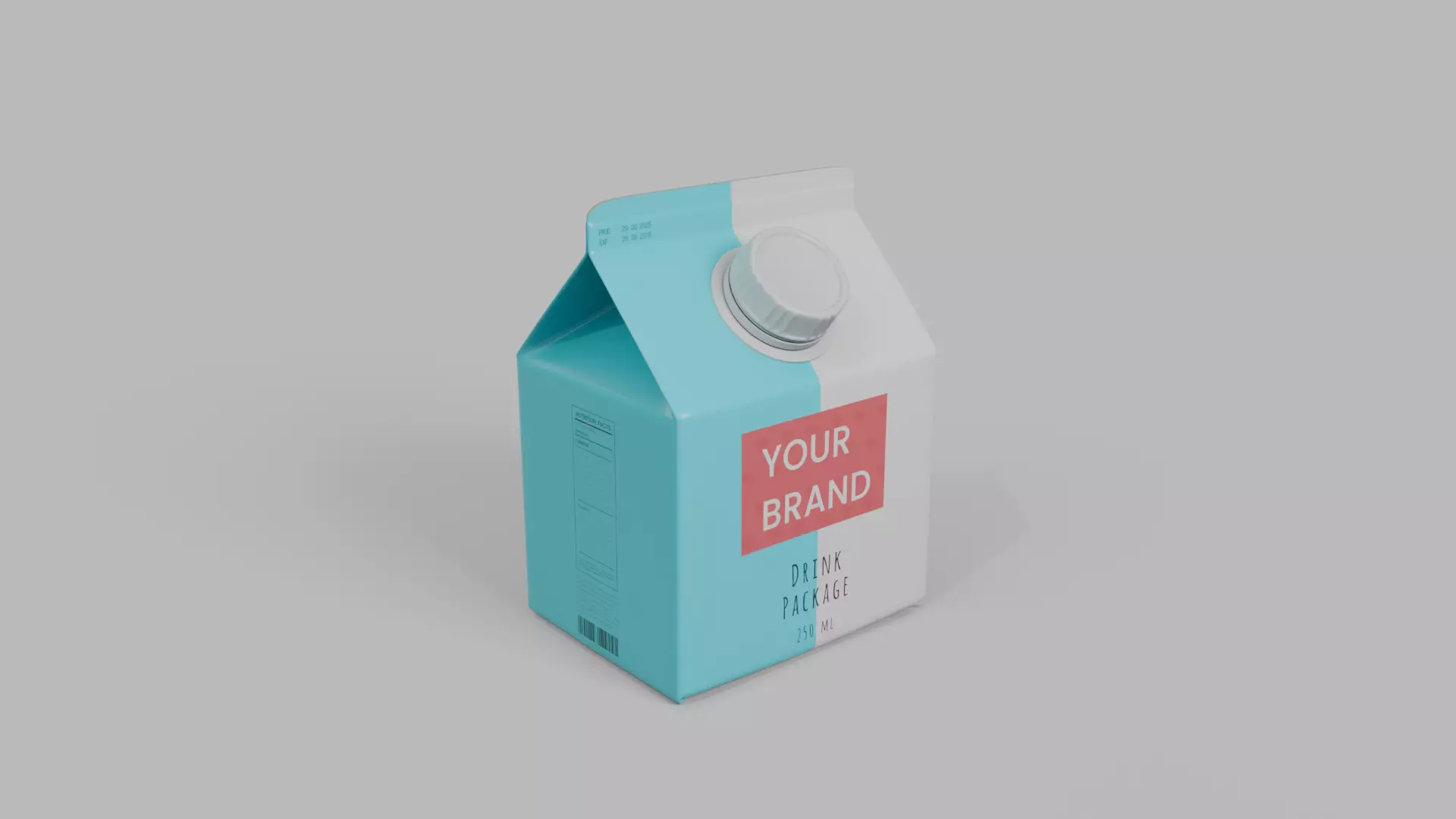 Beverage Carton 250 ml - Customizable Gable-Top Drink Box 3D model_3