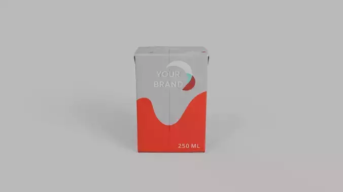 Beverage Carton 250 ml - Customizable Drink Box 3D model 4