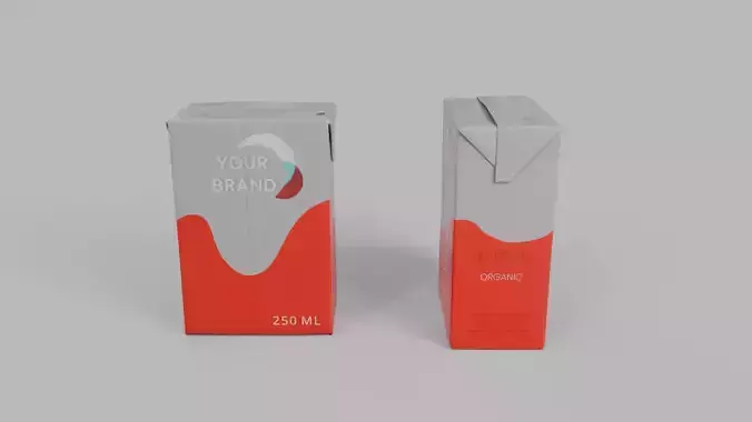 Beverage Carton 250 ml - Customizable Drink Box 3D model 5