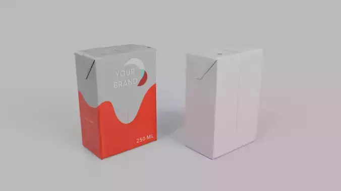 Beverage Carton 250 ml - Customizable Drink Box 3D model 6