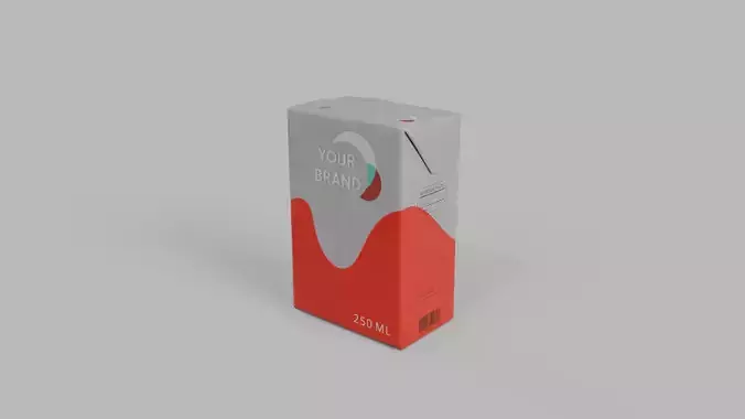 Beverage Carton 250 ml - Customizable Drink Box 3D model 2