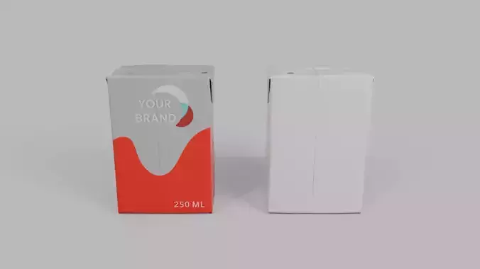 Beverage Carton 250 ml - Customizable Drink Box 3D model 7