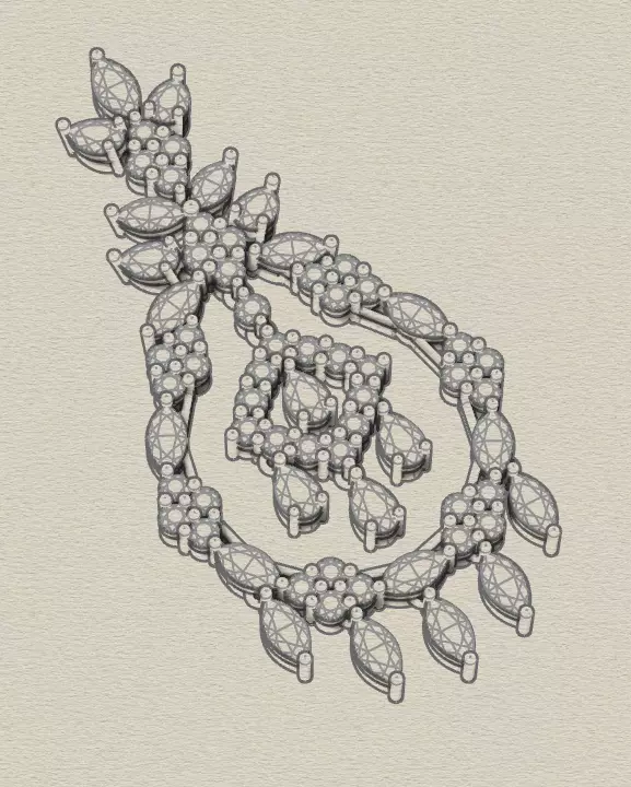 marquise and pear round jewelry pendant 3D print model_3