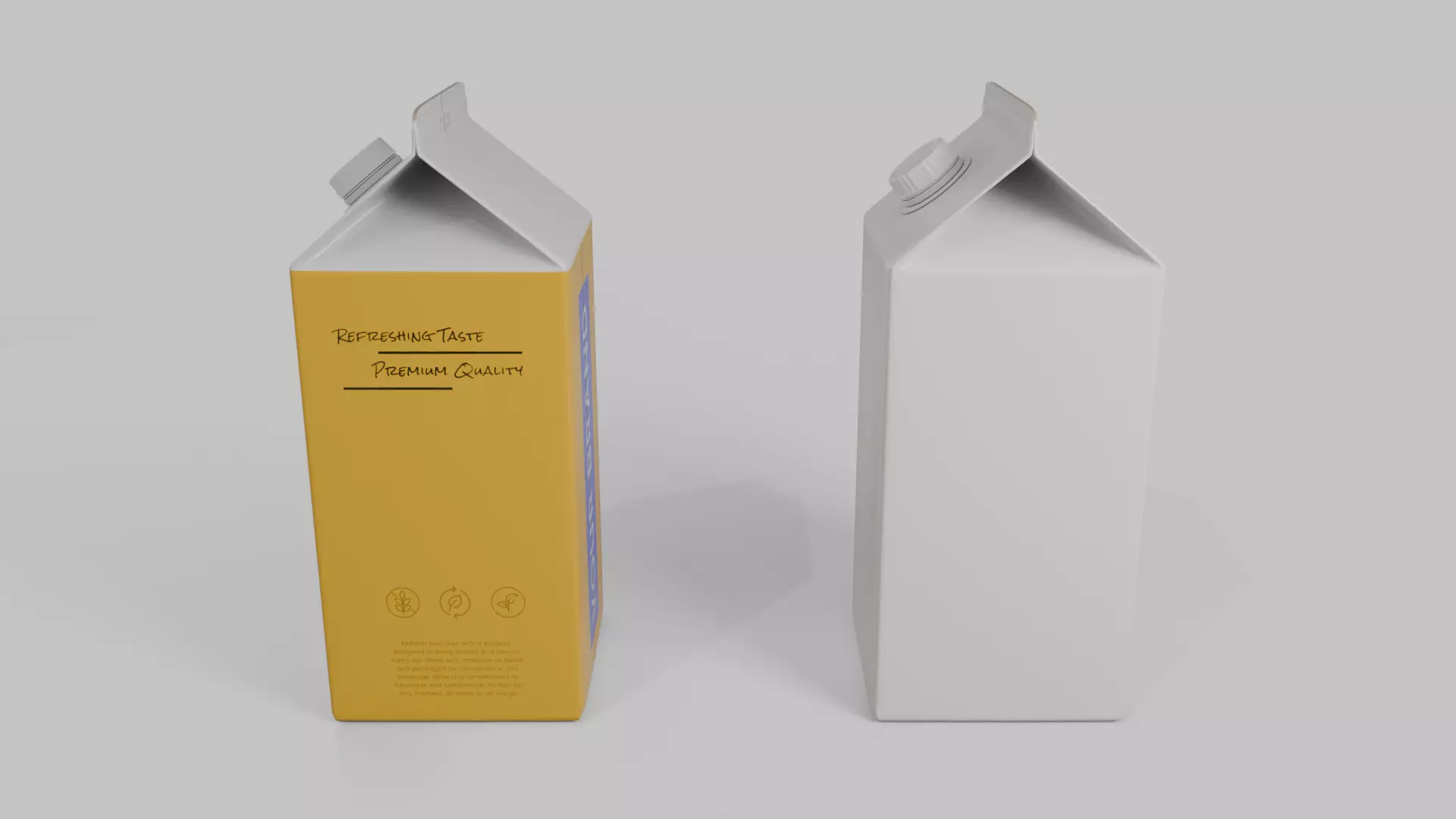 Beverage Carton 2000 ml - Customizable Gable-Top Drink Box 3D model_6