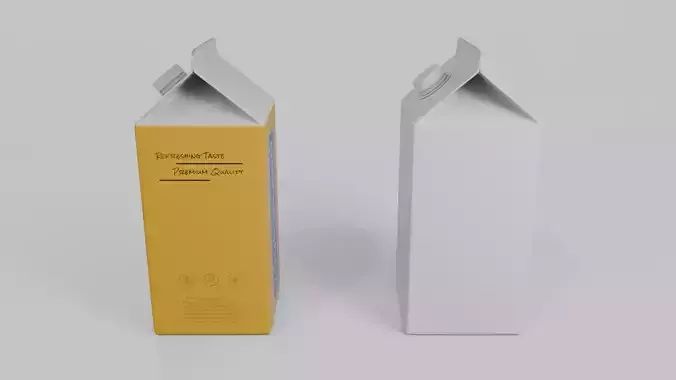 Beverage Carton 2000 ml - Customizable Gable-Top Drink Box 3D model 6