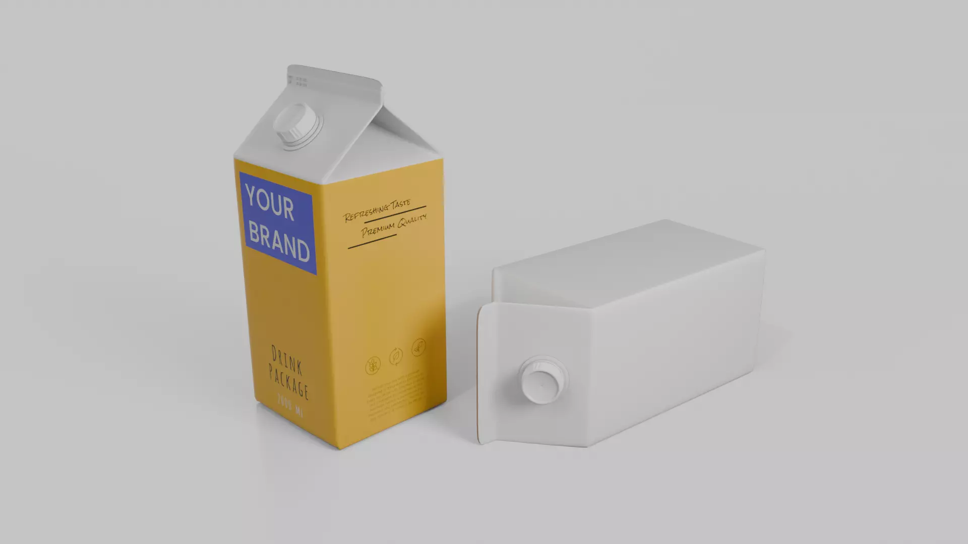 Beverage Carton 2000 ml - Customizable Gable-Top Drink Box 3D model_9