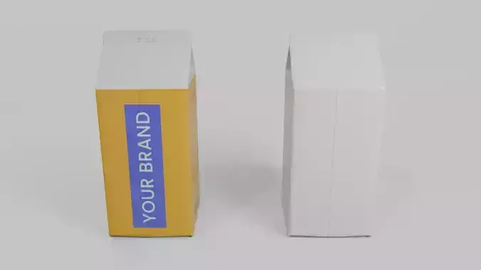 Beverage Carton 2000 ml - Customizable Gable-Top Drink Box 3D model 7