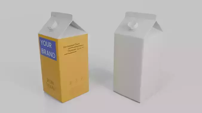 Beverage Carton 2000 ml - Customizable Gable-Top Drink Box 3D model 4