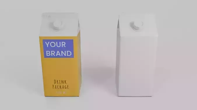 Beverage Carton 2000 ml - Customizable Gable-Top Drink Box 3D model 5