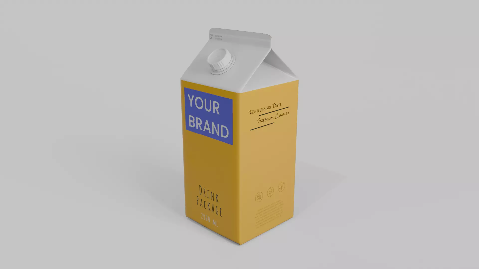 Beverage Carton 2000 ml - Customizable Gable-Top Drink Box 3D model_2