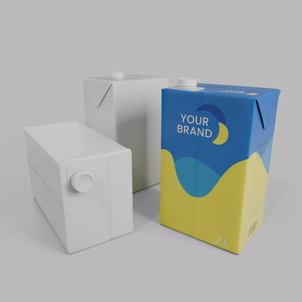 Beverage Carton 2000 ml - Customizable Drink Box 3D model_35