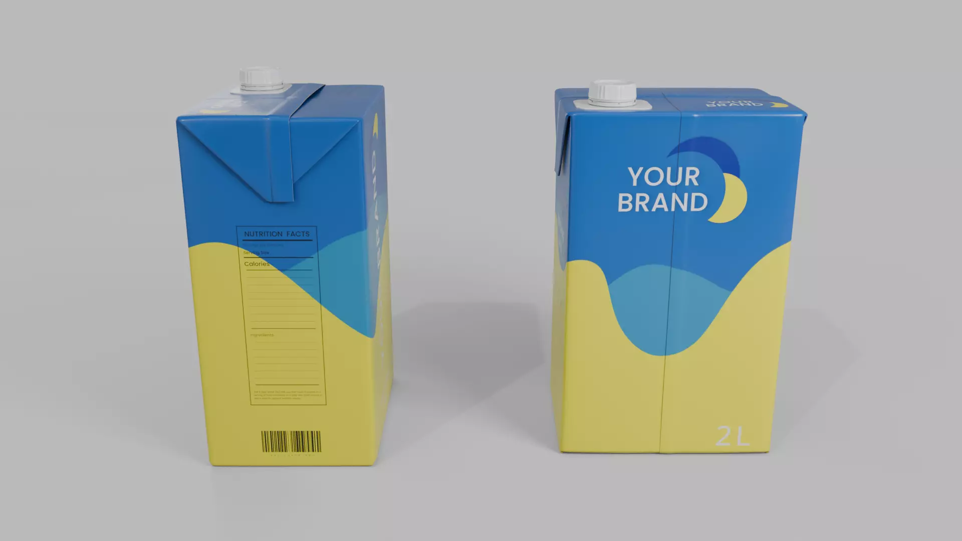 Beverage Carton 2000 ml - Customizable Drink Box 3D model_9