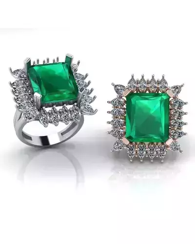 emerald and pear high jewelry ring