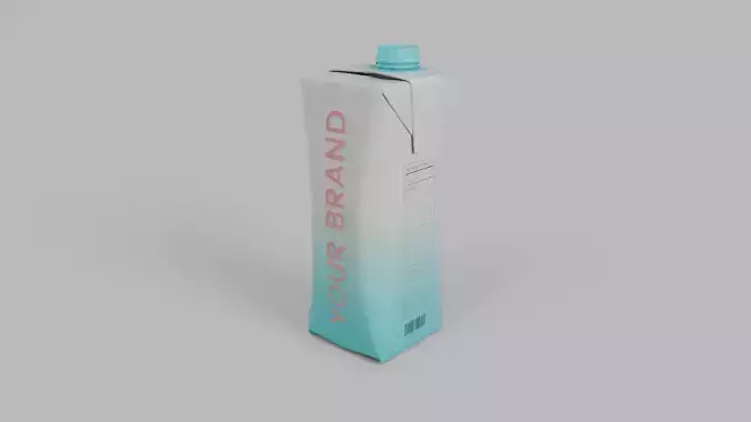 Beverage Carton 200 ml- Customizable Prism Drink Box 3D model 4