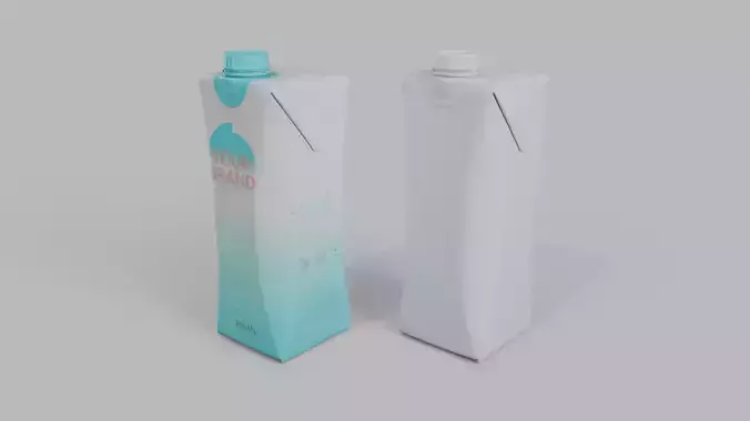 Beverage Carton 200 ml- Customizable Prism Drink Box 3D model 5