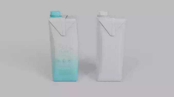 Beverage Carton 200 ml- Customizable Prism Drink Box 3D model 7