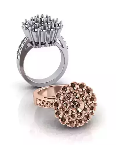 flower setting halo engagement ring 