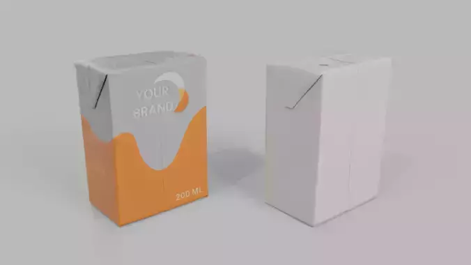 Beverage Carton 200 ml - Customizable Drink Box 3D model 6