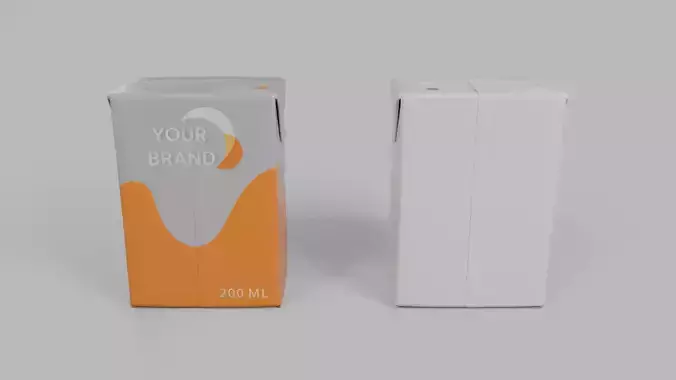 Beverage Carton 200 ml - Customizable Drink Box 3D model 7