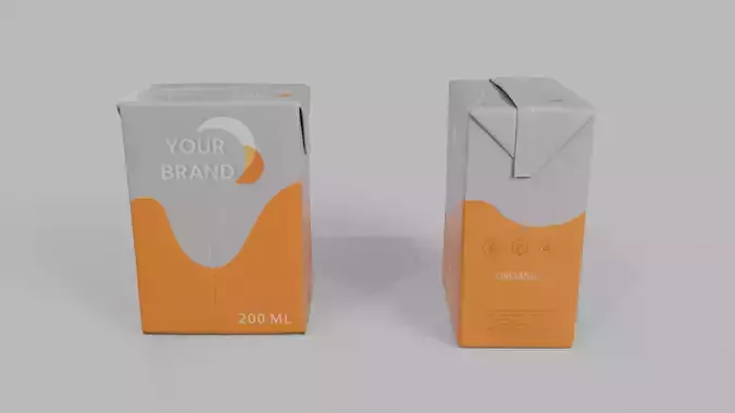Beverage Carton 200 ml - Customizable Drink Box 3D model 5