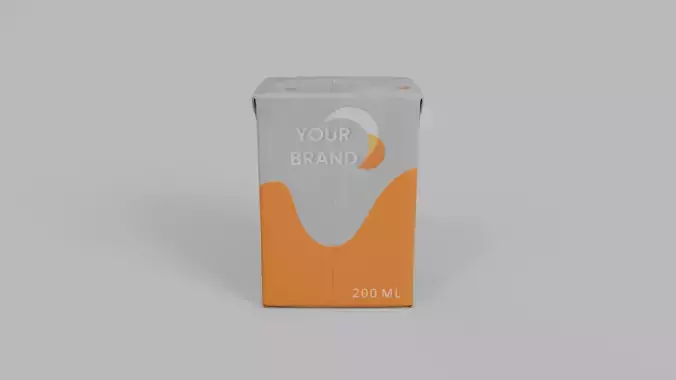 Beverage Carton 200 ml - Customizable Drink Box 3D model 4