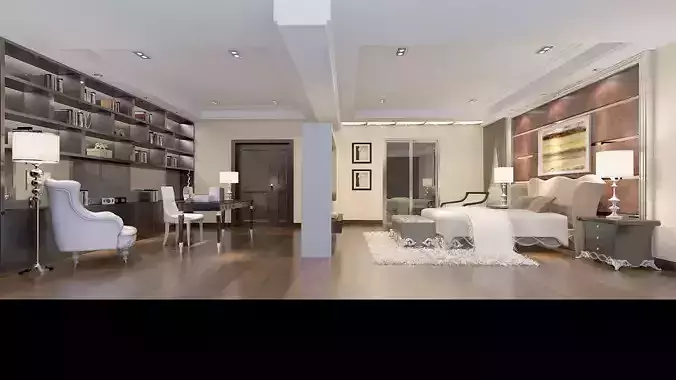 Luxury bedroom and study room 