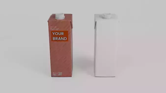 Beverage Carton 1L- Customizable Tilt-Edge Drink Box 3D model 5