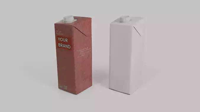 Beverage Carton 1L- Customizable Tilt-Edge Drink Box 3D model 4