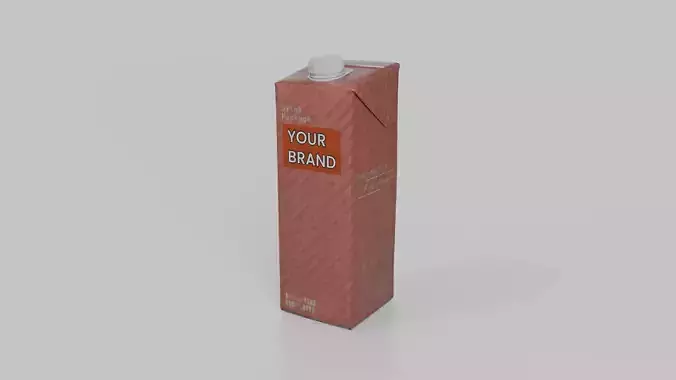 Beverage Carton 1L- Customizable Tilt-Edge Drink Box 3D model 2
