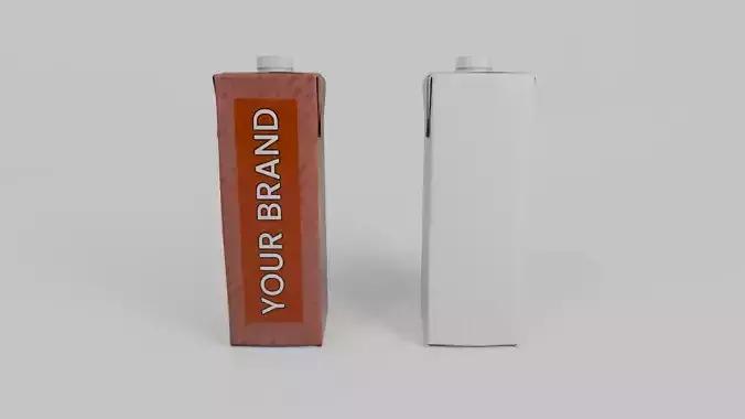 Beverage Carton 1L- Customizable Tilt-Edge Drink Box 3D model 7