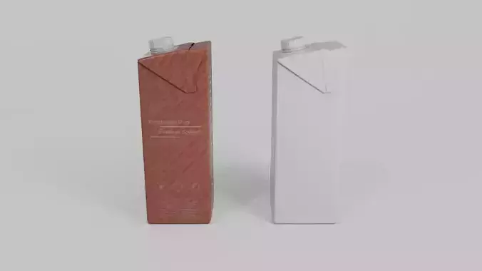 Beverage Carton 1L- Customizable Tilt-Edge Drink Box 3D model 6