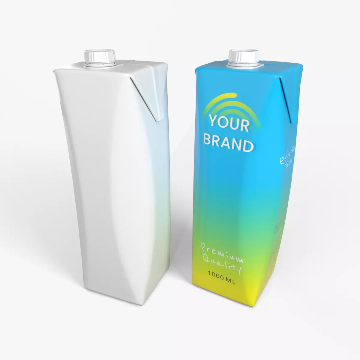 Beverage Carton 1L- Customizable Prism Drink Box 3D model_0