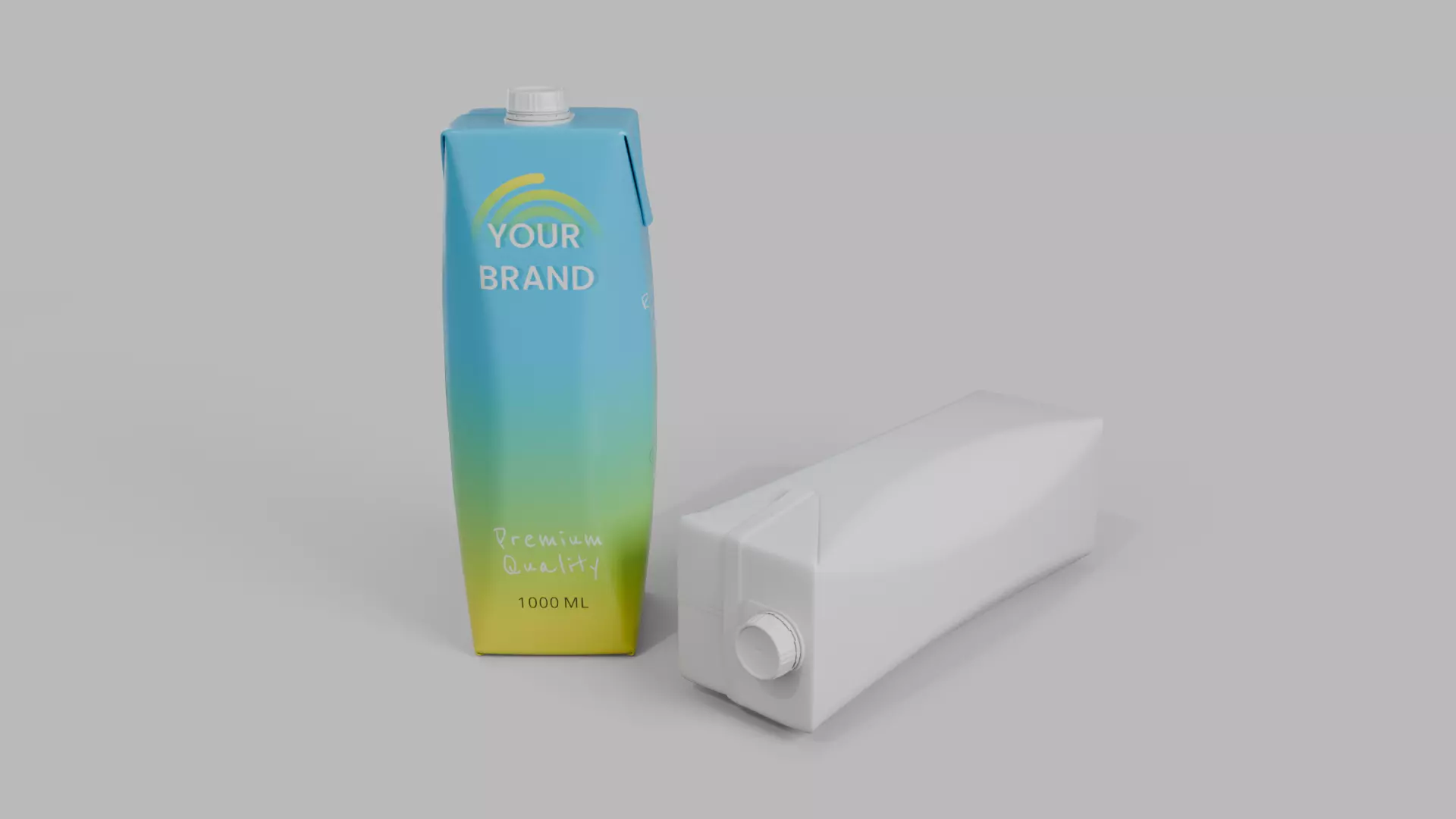 Beverage Carton 1L- Customizable Prism Drink Box 3D model_10