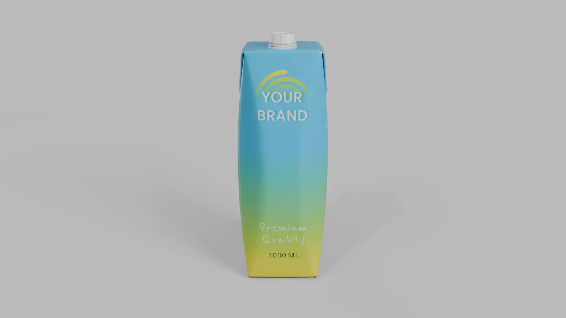 Beverage Carton 1L- Customizable Prism Drink Box 3D model_2