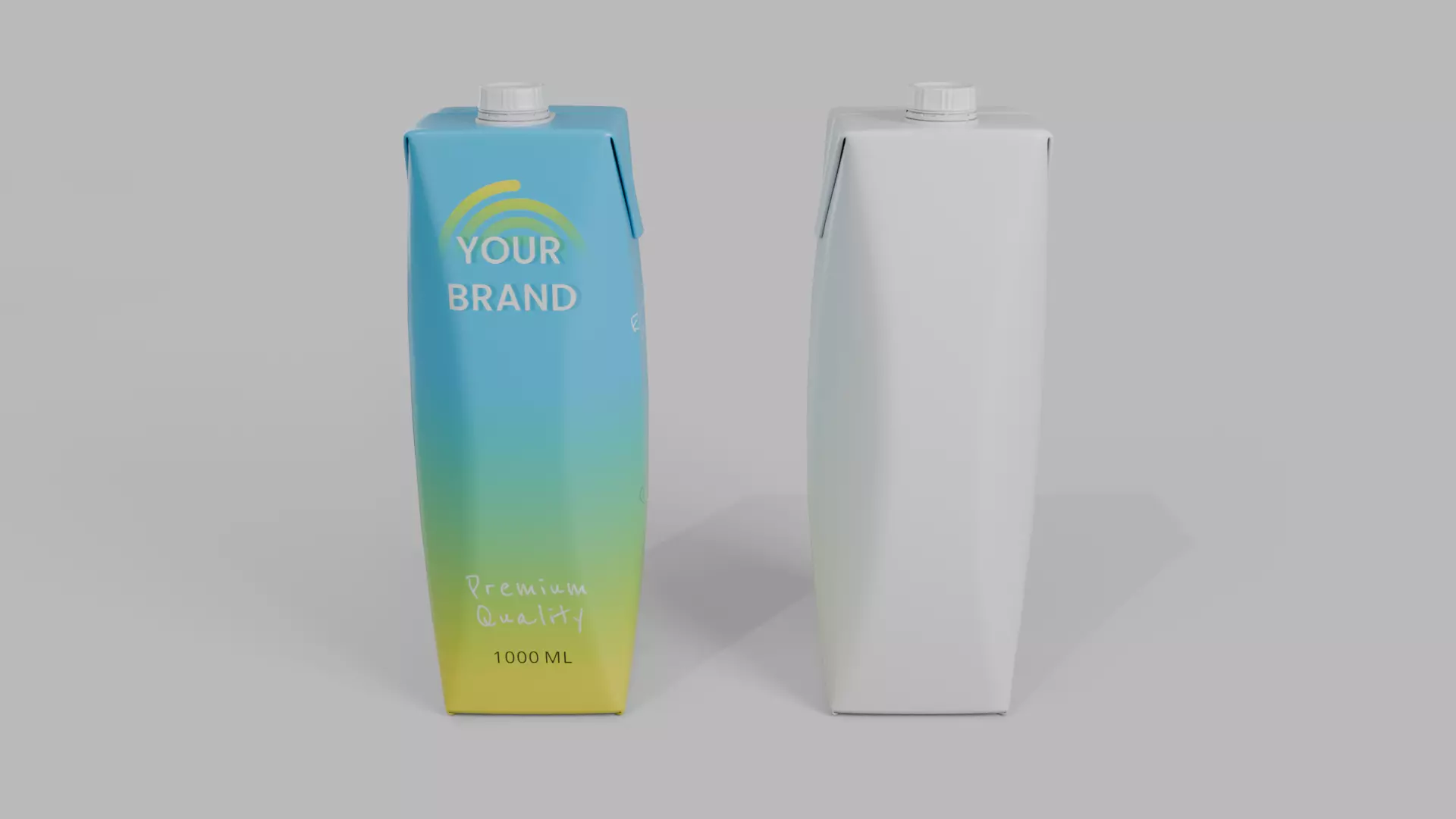 Beverage Carton 1L- Customizable Prism Drink Box 3D model_6