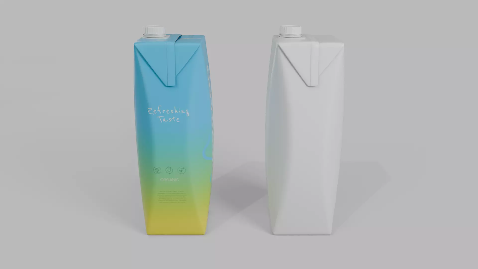 Beverage Carton 1L- Customizable Prism Drink Box 3D model_7