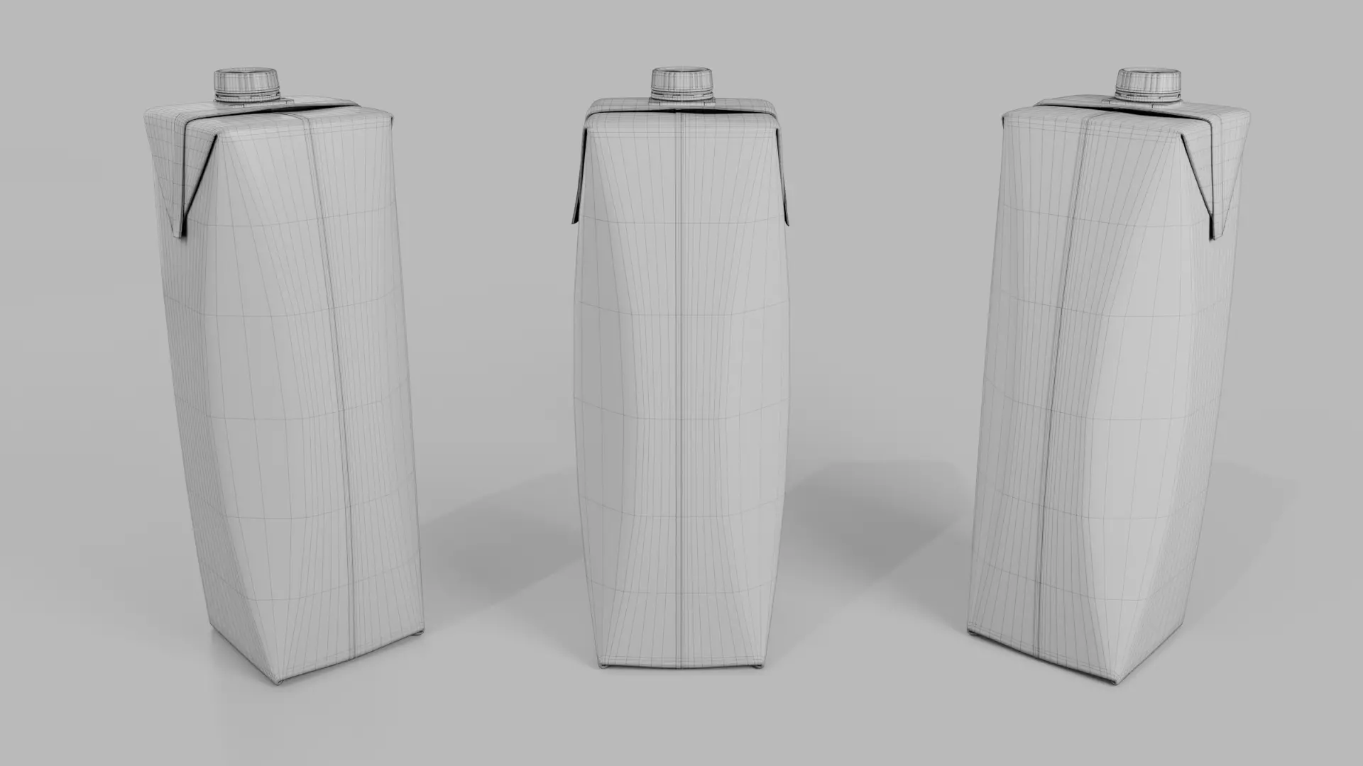 Beverage Carton 1L- Customizable Prism Drink Box 3D model_16