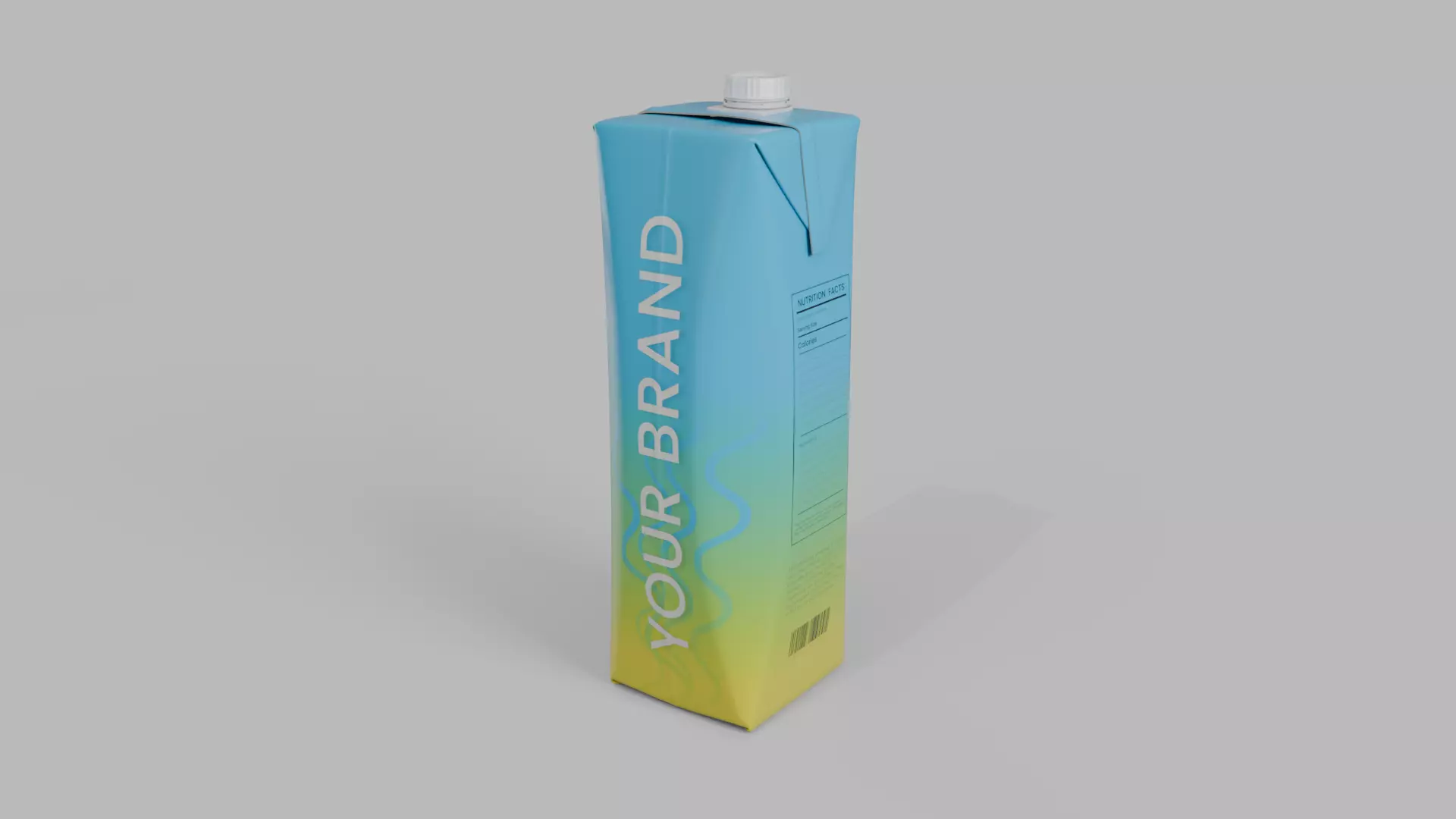 Beverage Carton 1L- Customizable Prism Drink Box 3D model_4