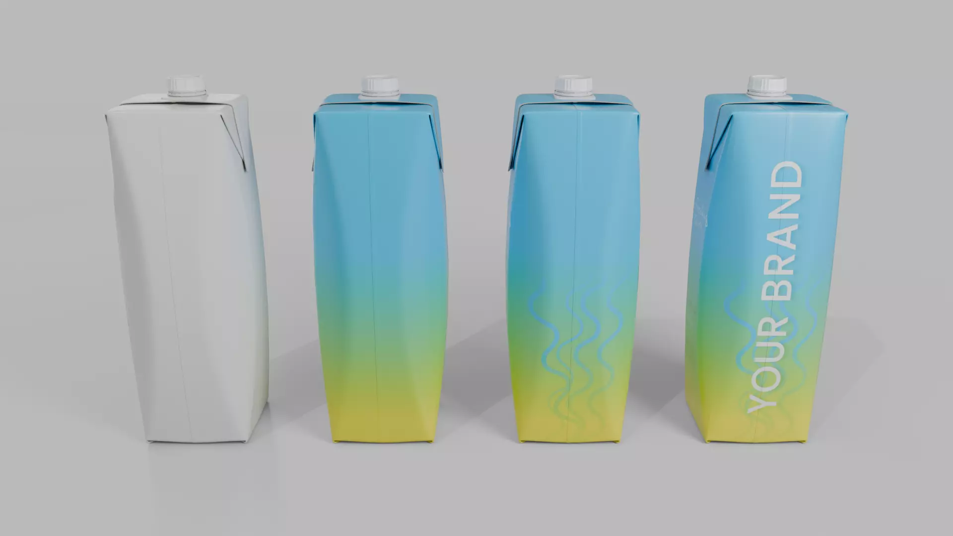 Beverage Carton 1L- Customizable Prism Drink Box 3D model_14